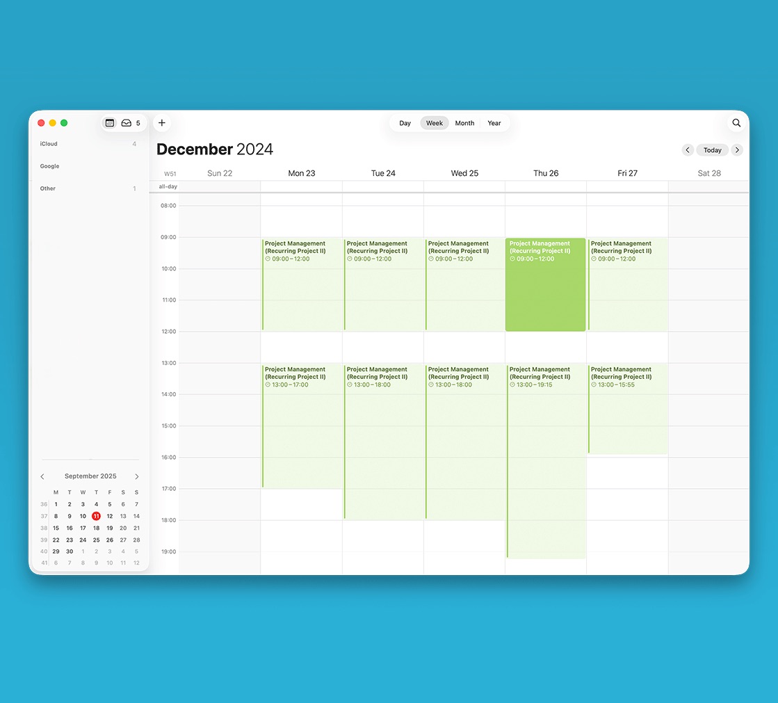 Tyme synchronizes your working hours in the calendar apps Tyme synchronizes your working hours in the calendar apps